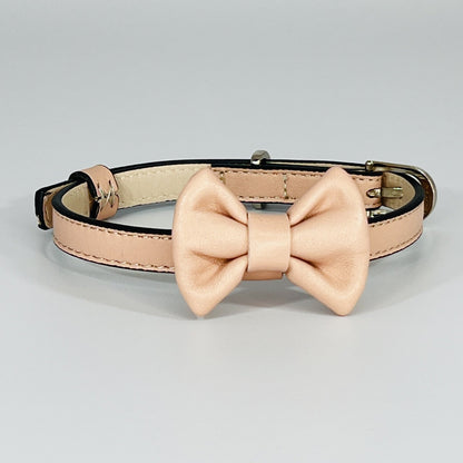 Handcrafted Leather Pet Collar with Stylish Bow