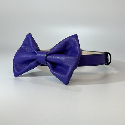 Handcrafted Leather Pet Collar with Stylish Bow