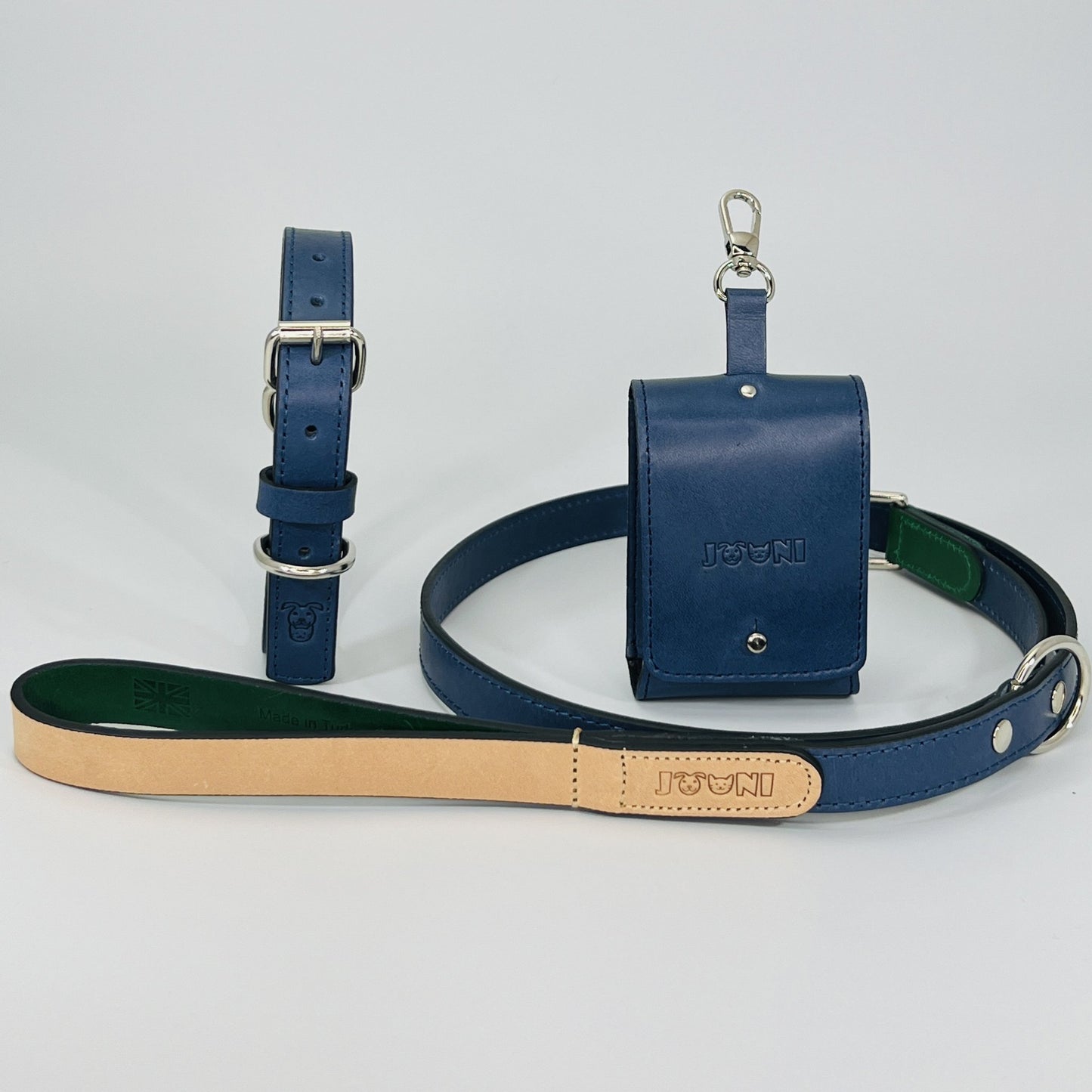 Handcrafted Leather Dog Leash & Pouch Set — Matching Leather Leash & Treat Pouch