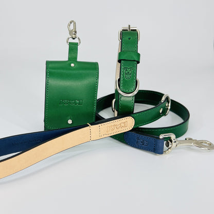 Handcrafted Leather Dog Leash & Pouch Set — Matching Leather Leash & Treat Pouch