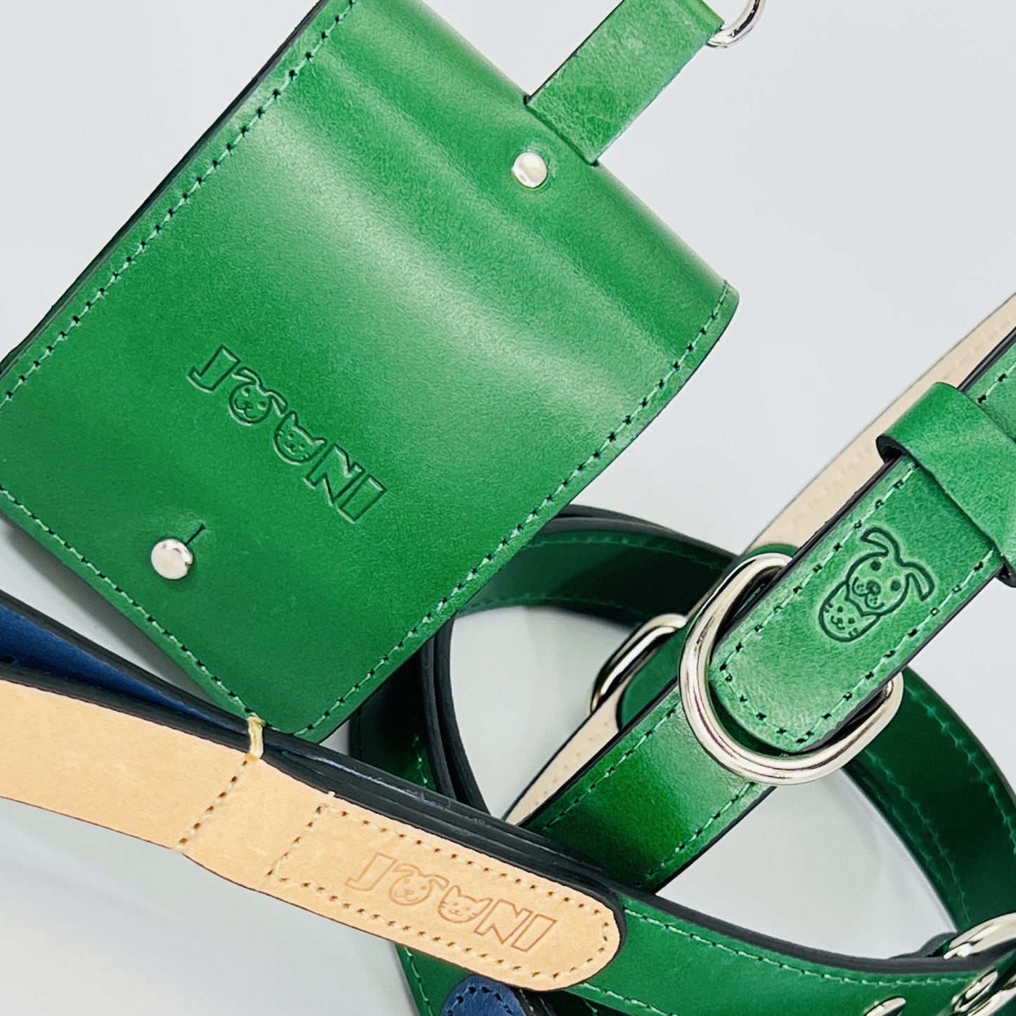Handcrafted Leather Dog Leash & Pouch Set — Matching Leather Leash & Treat Pouch